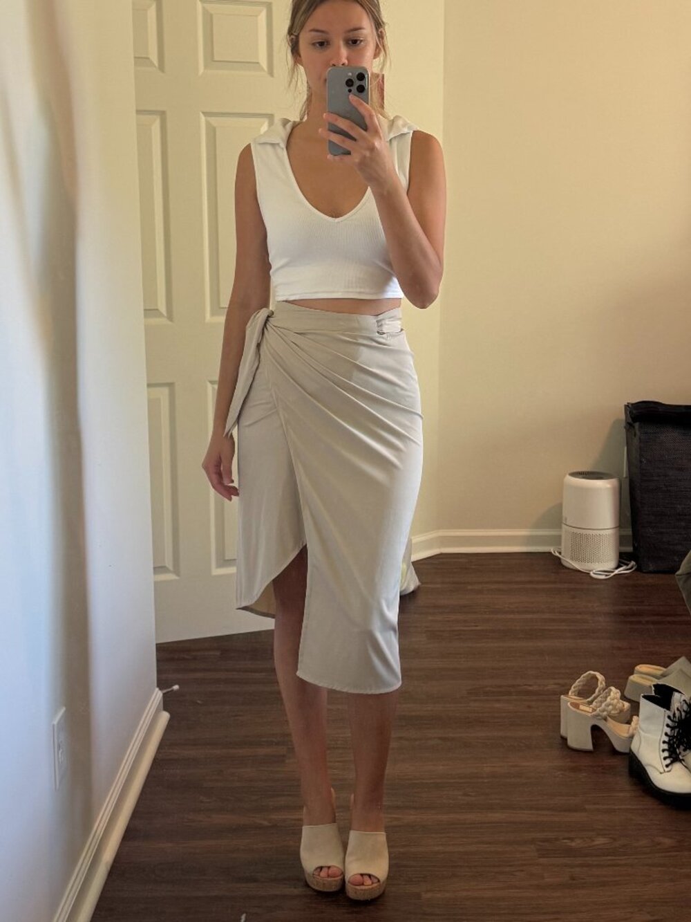 ADAY Wrap Skirt - XS / Sesame